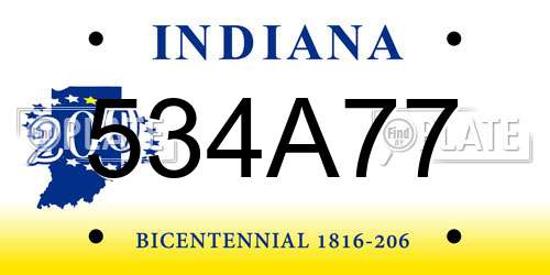 534A77 Indiana License Plate
