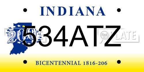 534ATZ Indiana License Plate