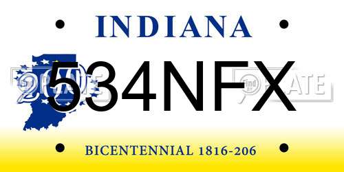 534NFX Indiana License Plate