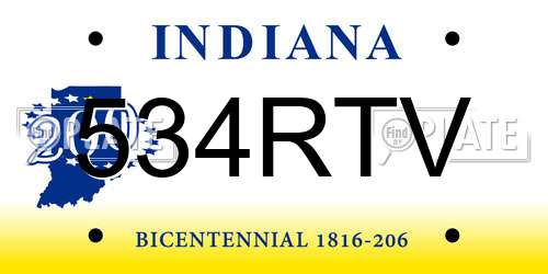 534RTV Indiana License Plate