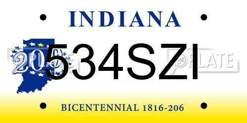 534SZI Indiana License Plate