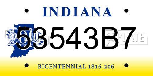 53543B7 Indiana License Plate