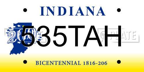 535TAH Indiana License Plate