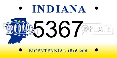 5367 Indiana License Plate