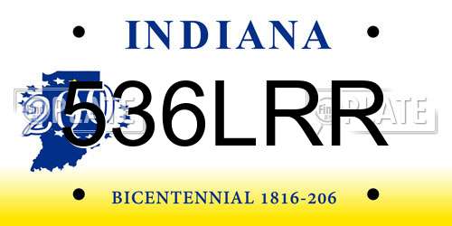 536LRR Indiana License Plate