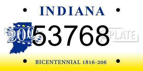 53768 Indiana License Plate