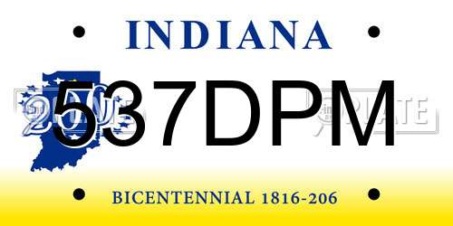 537DPM Indiana License Plate
