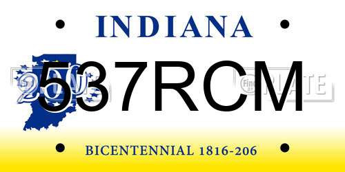 537RCM Indiana License Plate