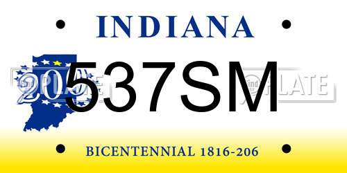 537SM Indiana License Plate