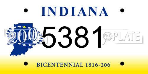 5381 Indiana License Plate