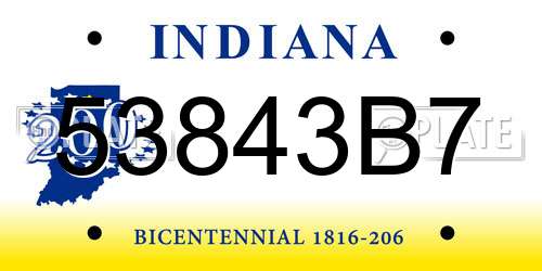 53843B7 Indiana License Plate