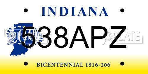 538APZ Indiana License Plate