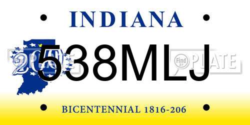 538MLJ Indiana License Plate