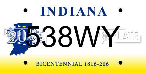 538WY Indiana License Plate