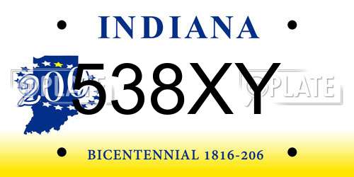 538XY Indiana License Plate