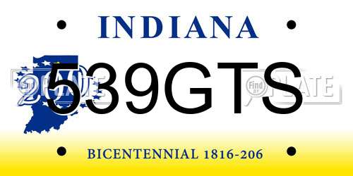 539GTS Indiana License Plate
