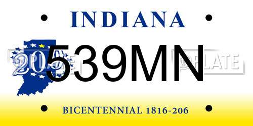 539MN Indiana License Plate