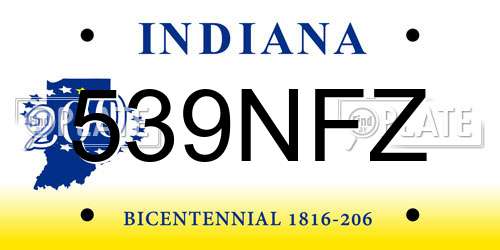 539NFZ Indiana License Plate