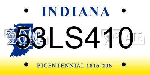 53LS410 Indiana License Plate
