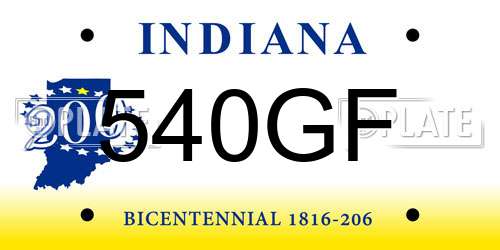540GF Indiana License Plate