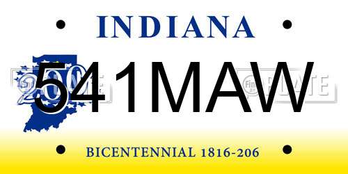541MAW Indiana License Plate