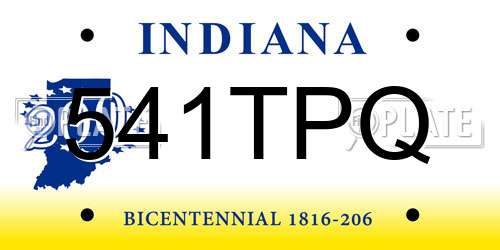 541TPQ Indiana License Plate