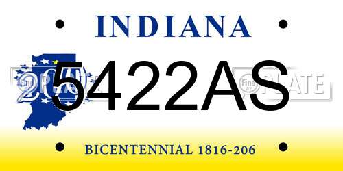 5422AS Indiana License Plate