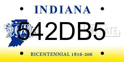 542DB5 Indiana License Plate