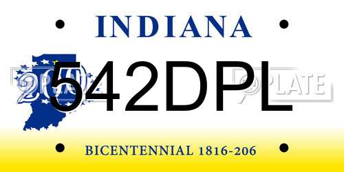 542DPL Indiana License Plate