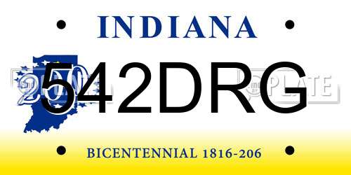 542DRG Indiana License Plate