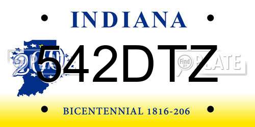 542DTZ Indiana License Plate