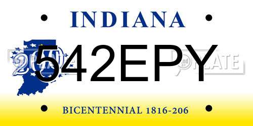 542EPY Indiana License Plate