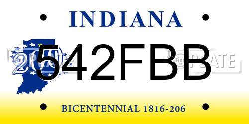 542FBB Indiana License Plate