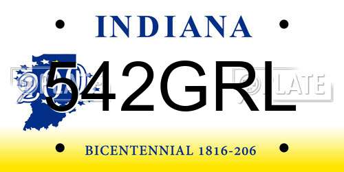 542GRL Indiana License Plate