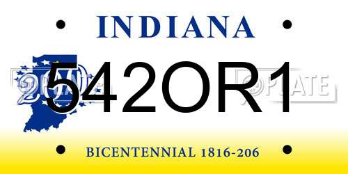 542OR1 Indiana License Plate