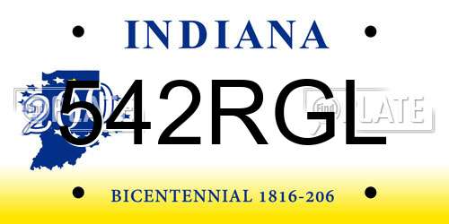 542RGL Indiana License Plate