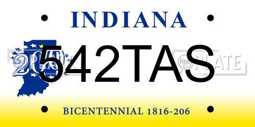 542TAS Indiana License Plate