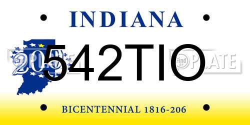 542TIO Indiana License Plate