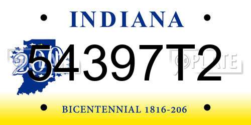 54397T2 Indiana License Plate