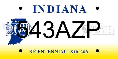 543AZP Indiana License Plate