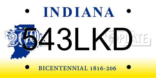 543LKD Indiana License Plate