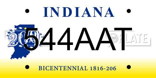 544AAT Indiana License Plate