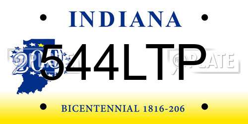544LTP Indiana License Plate