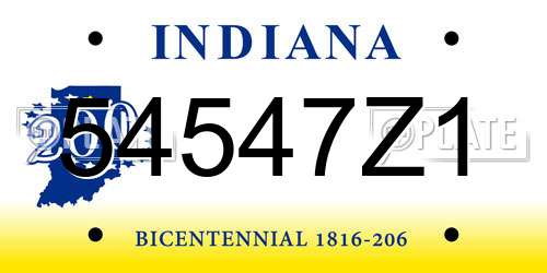 54547Z1 Indiana License Plate