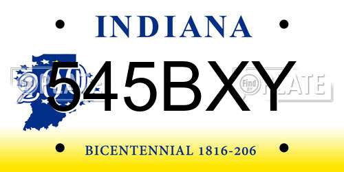 545BXY Indiana License Plate
