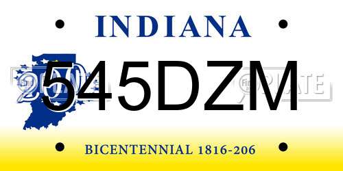 545DZM Indiana License Plate