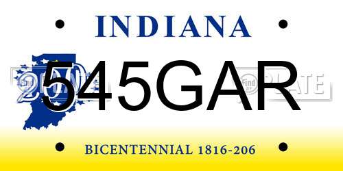 545GAR Indiana License Plate