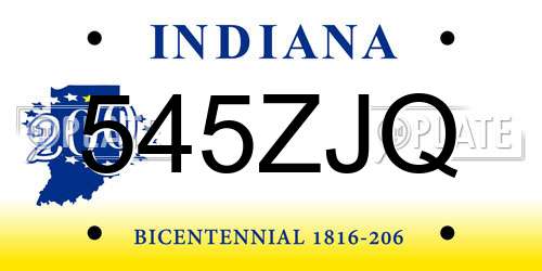 545ZJQ Indiana License Plate