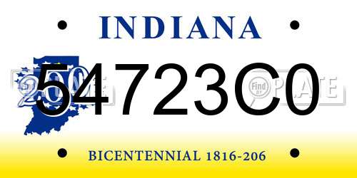 54723C0 Indiana License Plate