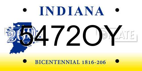 5472OY Indiana License Plate